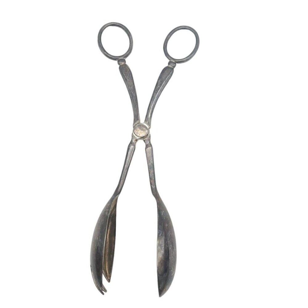 Sheffield Silver Plated Serving Tongs Fruit‎ Ice Salad 10" Metal Heavy Vintage